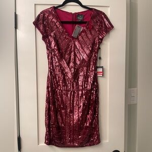 Adrianna Papell Sequin Maroon Dress
